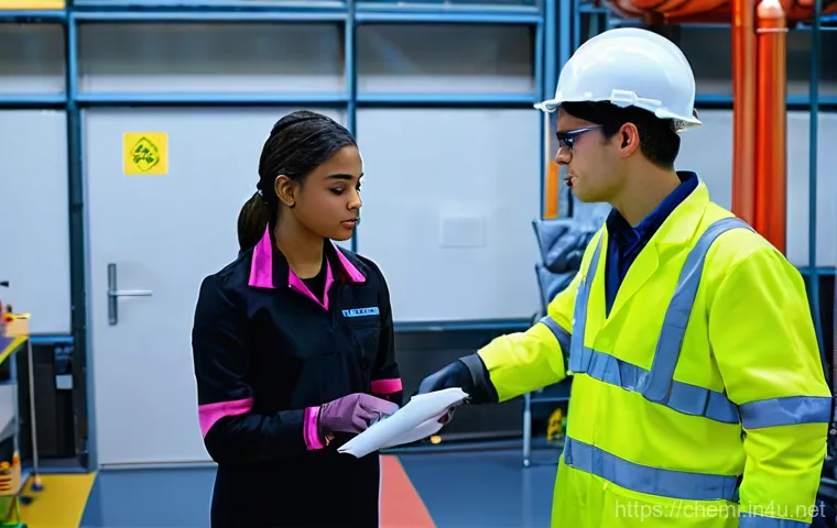 화학공학 안전 관리 - **Prompt 2: Smart Safety Management with AI and IoT**
    "A futuristic yet realistic industrial con...